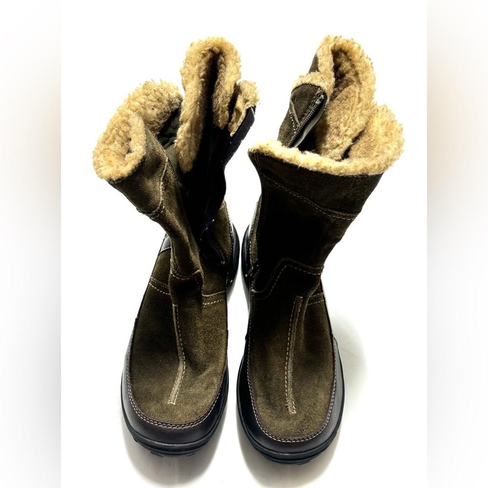 Clarks Womens 63063 Taupe-Black‎ Leather Winter  Boots Sz 7W 1012 - Picture 2 of 10
